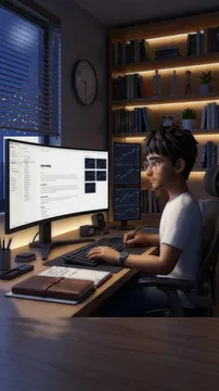 Mr. Kay writing his trading journal at night